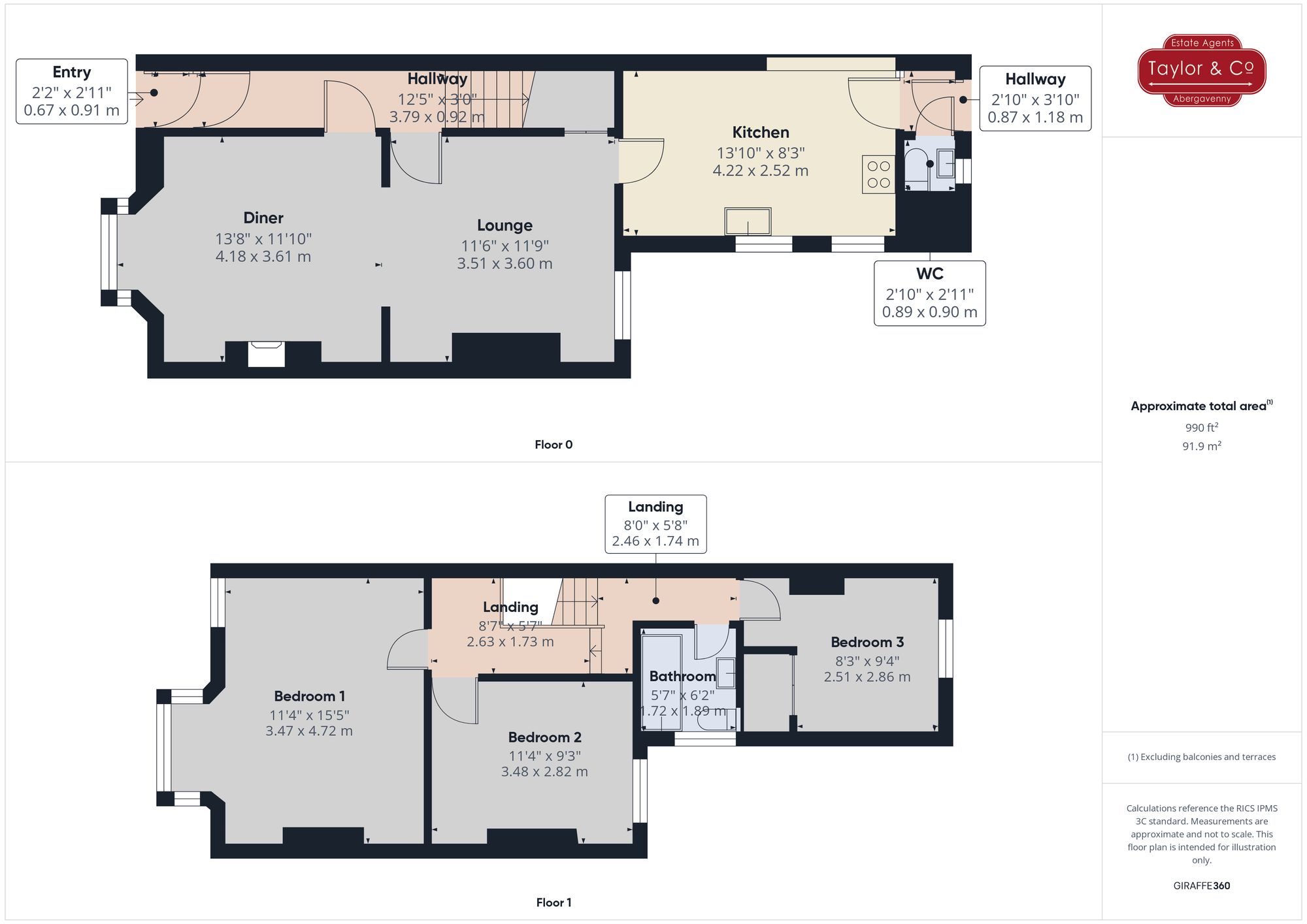 Floorplans For Wyndham Road, Abergavenny, NP7